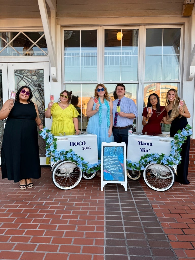 La Michoacana team with two paleta carts at HOCO 2025 Mama Mia event — Gainesville GA catering